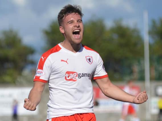 Lewis Vaughan scored his 23rd goal of the season to put the seal on the 3-0 victory in Stranraer.