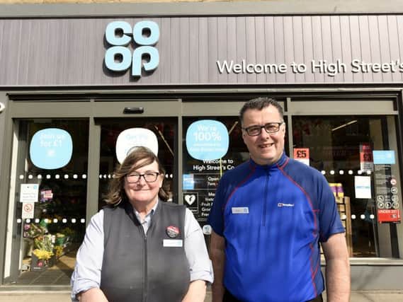 Brian with Carole-Anne Crossan, members pioneer at Burntisland Co-op