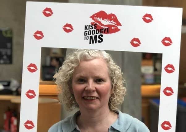 Claire Baker MSP in the Scottish Parliament supporting the MS Kiss Goodbye campaign.