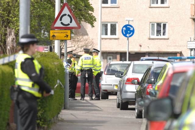 Police on Hayfield road Kirkcaldy on May 4, 2015.