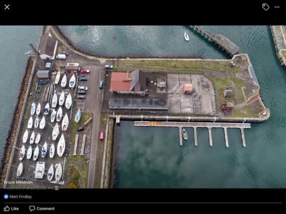 Aerial shot of the new pontoons and Burntisland Sailing Club's boat yard. Pic courtesy of Bruce Meldrum
