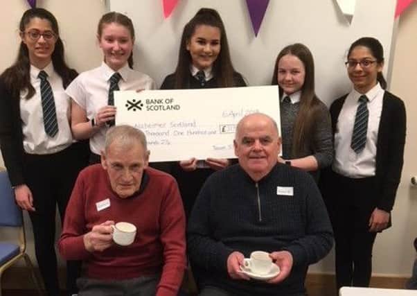 The pupils with members of the Glenrothes Dementia Cafe.