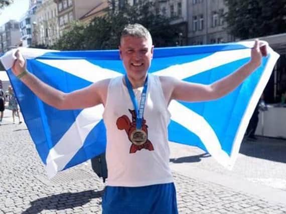 Falkland Trail Runner Iain Donaldson after running Prague marathon