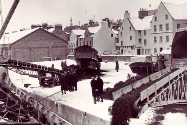 Coal was delivered from local collieries and tipped directly onto the ships by conveyor belts. Pic: Kirkcaldy Civic Society.