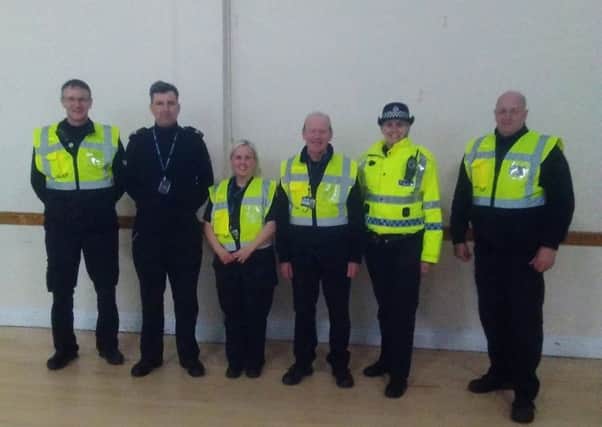 Jimmy Adamson and PC Amanda Donald with our colleagues from Fife Council Community Safety Team before heading out for the Friday night at the Market.