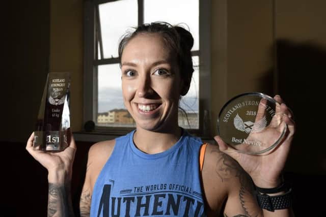 Apex Strength and Conditioning Gym, Coal Wynd Estate -
Dunnikier Road -  Kirkcaldy - Fife -
Sammy Mayhew  who won 1st in  her category at Scotland's Strongest Woman - 
credit- Fife Photo Agency