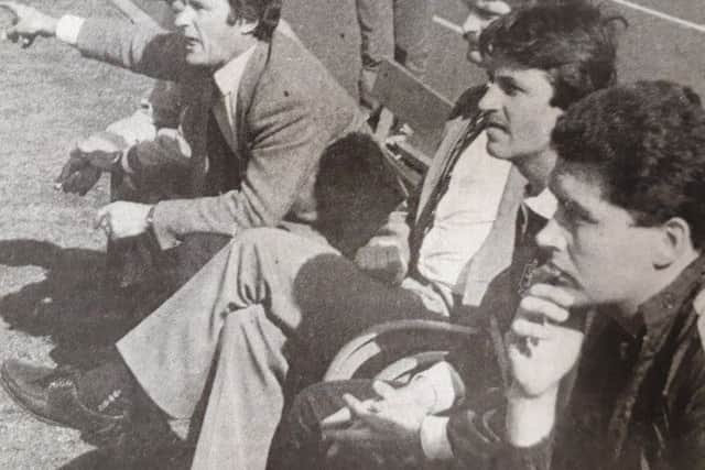 Raith Rovers boss Bobby Wilson watches as his team are relegated from the First Division on the last day of the 1983/84 season.