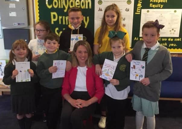 Jenny Gilruth with the winning Collydean pupils