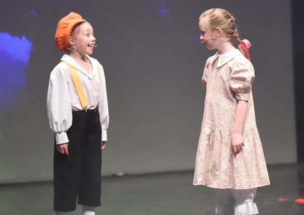 Gemma on stage at the Lochgelly Centre playing Jeremy in Chitty Chitty Bang Bang