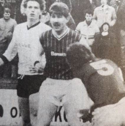 Playing in the Fife derby between Raith Rovers and Dunfermline in  February 1986 which ended 3-3.