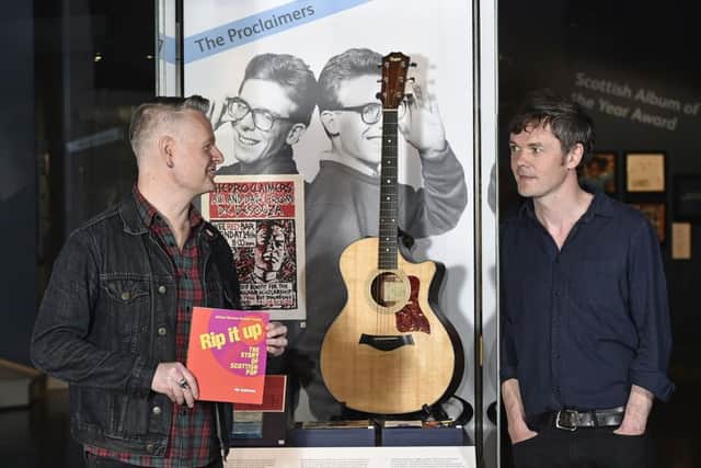 Writer and broadcaster Vic Galloway and Idlewild vocalist Roddy Woomble at the opening of the the exhibition (Photo Neil Hanna).