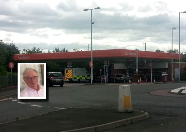 Sainsbury's fuel station in Kirkcaldy, and inset, Chris Clark.