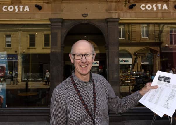 Cllr Alistair Cameron promotes the new cinema petition   (Pic: Fife Photo Agency)