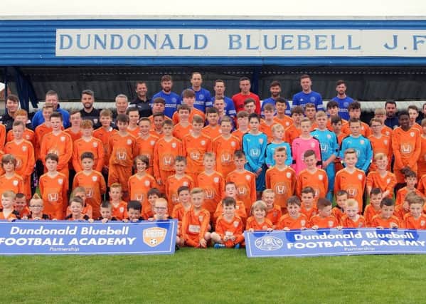 Some of the youngsters involved in the launch of the Dundonald Bluebell Football Academy.
