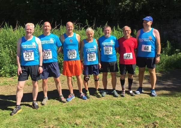 The Falkland Trail Runners squad who took part in the Balbirnie Trailbusters race.
