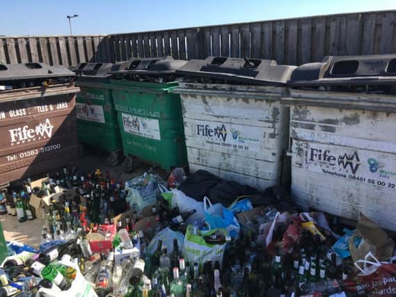 The state of Pettycur's recycling point last weekend