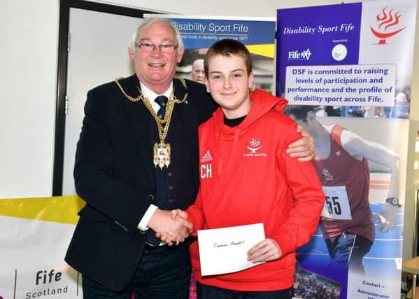 Cameron Hemphill with Fife provost Jim Leishman MBE. Picture by Rebecca Lee.