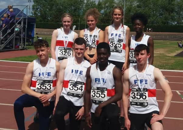 Fife AC medal winning juniors from the Scottish Relay Championships.