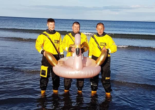 Kinghorn lifeboat crew with inflatable. Pic RNLI/Neil Chalmers