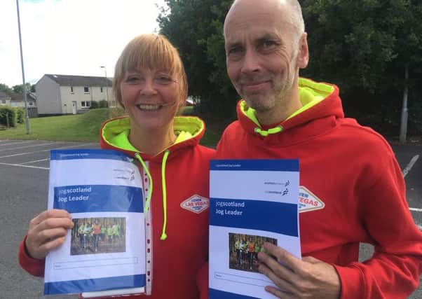 Leven Las Vegas Running ClubÂ’s newly qualified jog leaders Karen Richards and Chris Russell after passing their course.