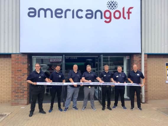 American Golf Store opens in Glenrothes - l-t-r  James Wilson (Master Fitter), Lee Masterton, Steven Laing (Regional Manager Scotland) , Ruaidhri Balfour (Store Manager), Paul Connor (Deputy Manager) Connor Laing and Ruari Sutherland
