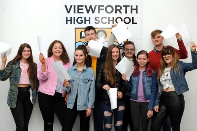 Viewforth pupils celebrate their exam results. Pic by FPA