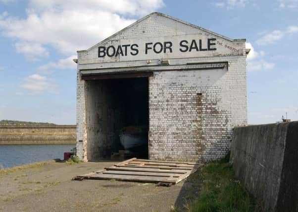 Boat shed at Kirkcaldy harbour - abandoned for many years. Picture dates from 2002