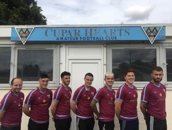 New Cupar signings left to right Johnstone, Henderson, Woods, Murdoch, Dow, Wells and Deponio.