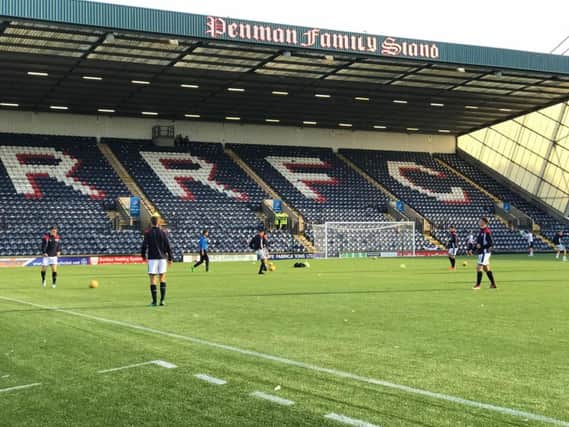 Raith warm up ahead of the Irn-Bru Cup match against Aberdeen Colts.