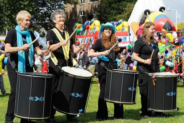 Members of Resonate Drum Group perform at Templehall Gala, Kirkcaldy in 2011.