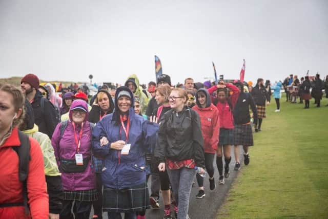 The walk started in St Andrews - not in the best conditions!