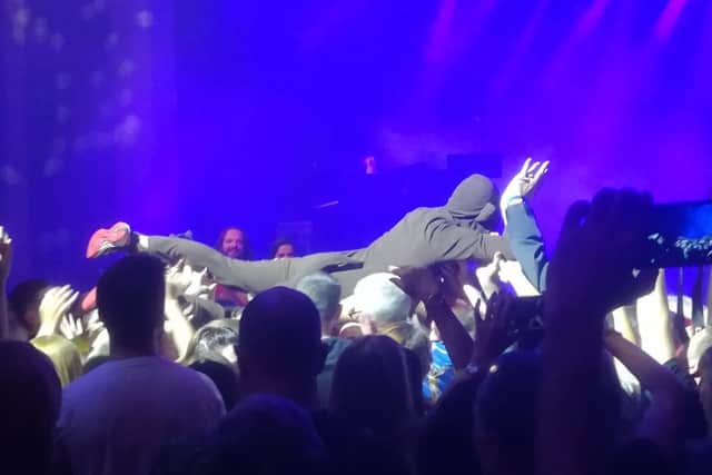 Club Cumming - Alan Cumming crowdsurfing at Leith Theatre during his late night event (Pic: Fife Free Press)
