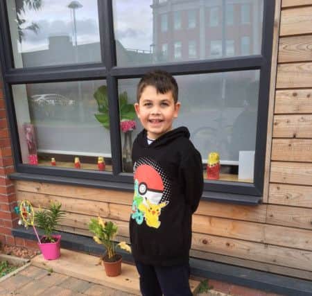 Milo on his first walk after his transplant