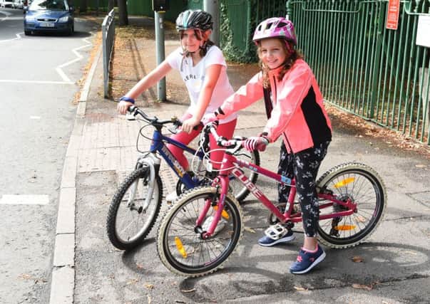 Eliza (8) and Florence (9) help launch the competition. Photo:  Rob Lacey.