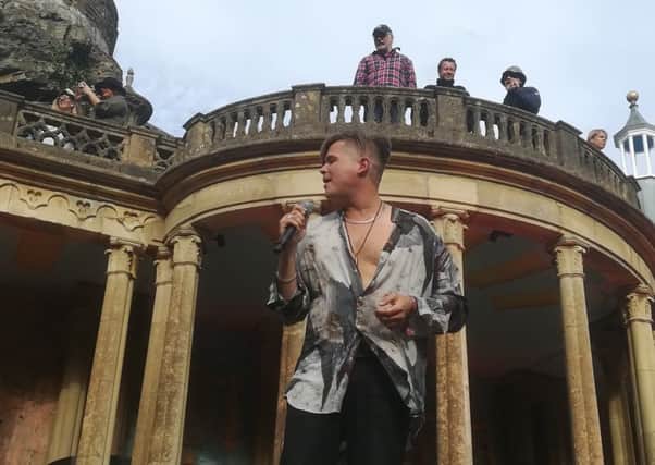 Festival Number 6, Portmeirion - setting of the cult TV series, The Prisoner. On stage in the ampitheatre is performance poet, Luke Wright