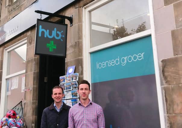 Manager Iain Rooney and MP Stephen Gethins outside the Pittenweem Hub.