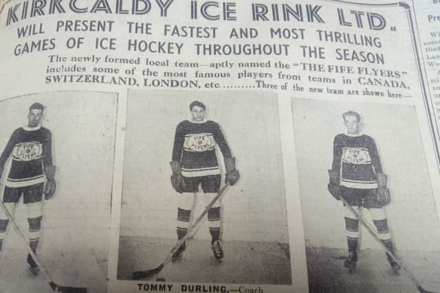 Fife Flyers - advert from Fife Free Press in 1938 announcing arrival of team