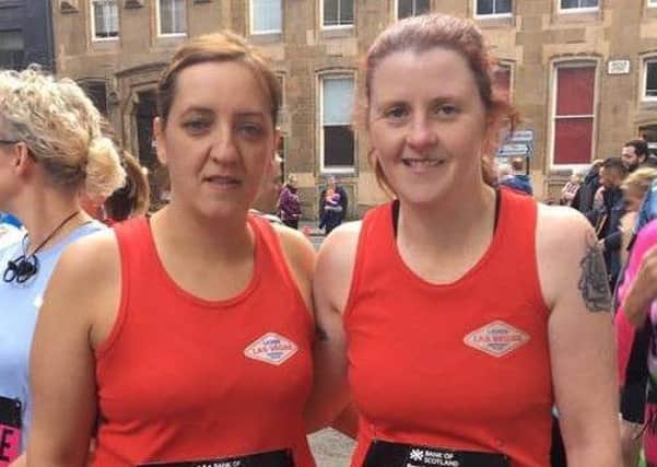 Lynsay Bell and Dawn Watson who both completed their first half marathon at the Great Scottish Run in Glasgow.