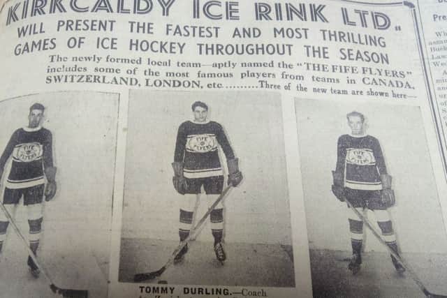 Fife Flyers - advert from Fife Free Press in 1938 announcing arrival of team
