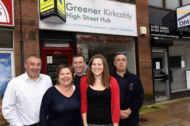 Members of the Greener Kirkcaldy team outside the High Street Hub. Pic credit: Fife Photo Agency.