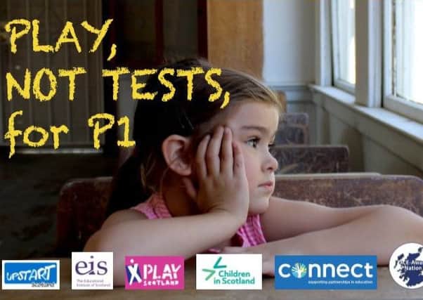 Campaign poster against the P1 tests by Upstart Scotland