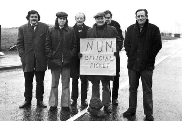 An NUM official picket during the 1974 strike