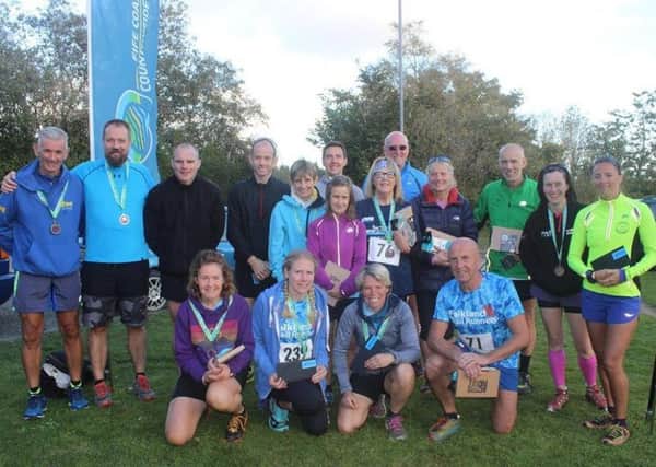 The FTR members and other prize winners at the Nutcracker Trail Race in Glenrothes.[Photo-Pete Bracegirdle]