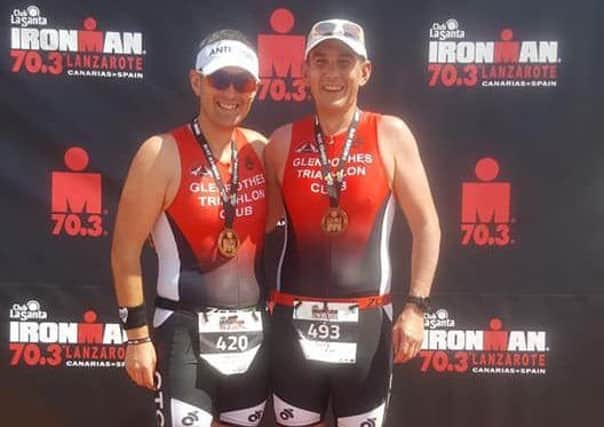 Glenrothes Triathlon Club Kevin and Barry Davie who contested the 70.3 Ironman event in Lanzarote