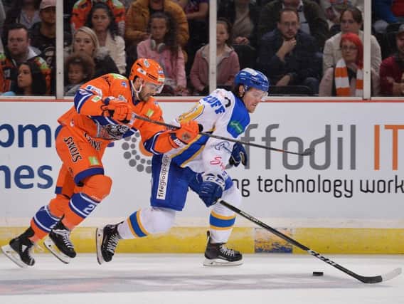 Evan Bloodoff in action during Flyers previous visit to Sheffield last month.