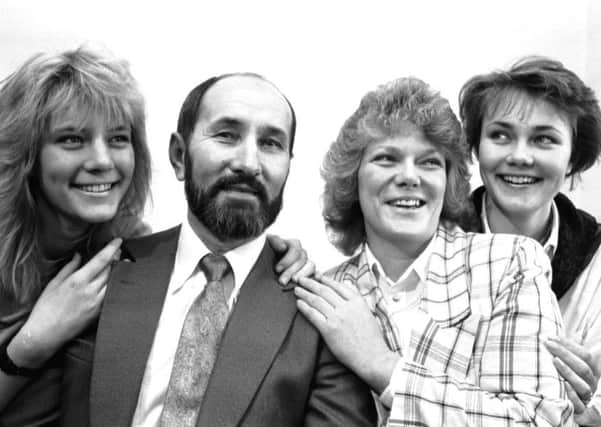 Nikola Stedul with his wife and daughters at a press conference in May 1989, delighted to hear Vinko Sindicic received a 15 year sentence