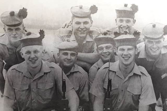 Pictured are; Private Moraghan (Windygates), Private Kenneth Drummond (Dunfermline ), Private Richard Smart (Buckhaven), Private Charles Hughes (Anstruther), Private Craig Pritchard (Inverkeithing), Private Steve Turnbull (Dunfermline), Private Terry Barr (Cupar) and Lance Corporal Marc Sturrock (Glenrothes).