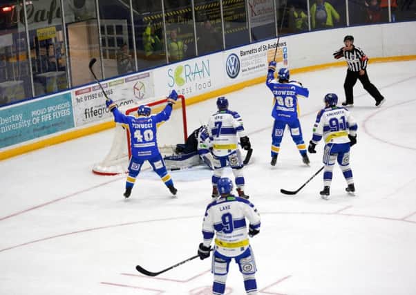Fife Flyers v Coventry Blaze, Octoober 2018 - pictured ar Carlo Fiunucci and Paul Crowder (Pic: Steve Gunn)