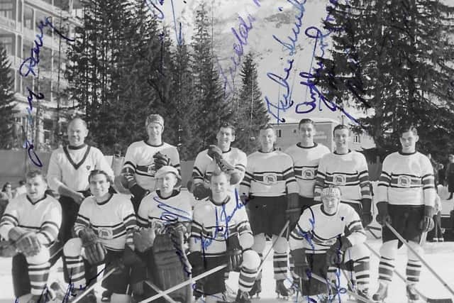 1948 Winter Olympics - the GB team pictured on the outdoor rink, including Bert Smith from Kirkcaldy who played with Fife Flyers.