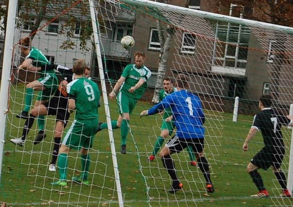 Stuart Drummond heads over in Thornton Hibs' 2-0 win over Kennoway Star Hearts in the League Cup